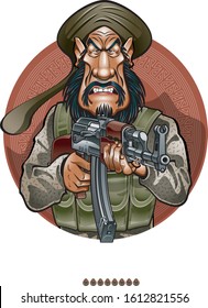cartoon style militant terrorist guerrilla
