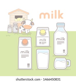 Cartoon Style Milk Products Vector