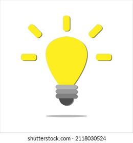 cartoon style minimal yellow light bulb icon isolated on white background. Idea, solution, business, strategy concept.