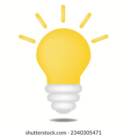 Cartoon style minimal yellow light bulb icon. Idea, solution, business, strategy concept. Isolated vector illustration. Solution and business idea.