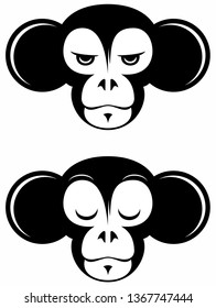 Cartoon style monkey characters, isolated on white background.