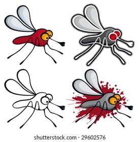Cartoon style mosquitoes.