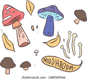 cartoon style mushroom doodle . Mushroom vector illustration