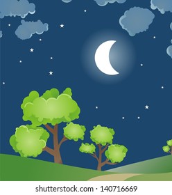 Cartoon style night sky