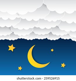 Cartoon style night sky