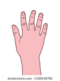 Cartoon Style Number Five Hand Gesture, Vector Illustration