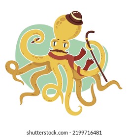 Cartoon Style Octopus Character Vector Illustration Stock Vector ...