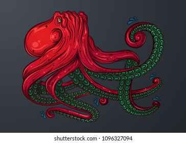 Cartoon style octopus illustration