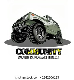 Cartoon style off-road vehicle suitable for logo design. Illustration Vector