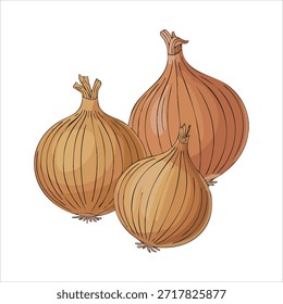 Estilo de desenho animado cebola vegetal isolado vetor ilustração no fundo branco