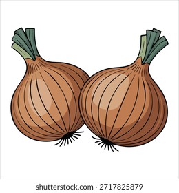 Estilo de desenho animado cebola vegetal isolado vetor ilustração no fundo branco