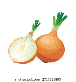 Estilo de desenho animado cebola vegetal isolado vetor ilustração no fundo branco