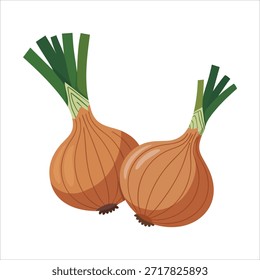 Cartoon style onion vegetable isolated vector illustration on white background
