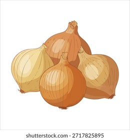 Estilo de desenho animado cebola vegetal isolado vetor ilustração no fundo branco