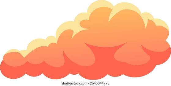 Cartoon style orange and yellow cloud floating in the white background, ideal for children s book illustrations or weather related projects
