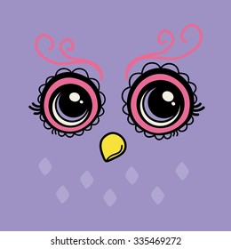 Cartoon Style Owl Face Tshirt Graphic