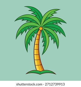 Ilustración vectorial de la palmera del estilo de la historieta en el fondo blanco
