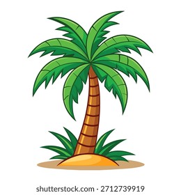 Ilustración vectorial de la palmera del estilo de la historieta en el fondo blanco
