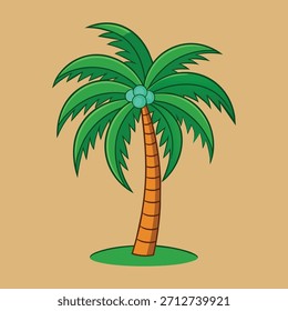 Ilustración vectorial de la palmera del estilo de la historieta en el fondo blanco