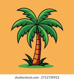 Estilo de desenho animado Palm Tree Vetor Ilustração no fundo branco