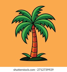 Estilo de desenho animado Palm Tree Vetor Ilustração no fundo branco