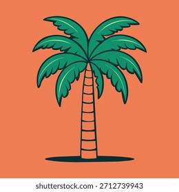 Ilustración vectorial de la palmera del estilo de la historieta en el fondo blanco