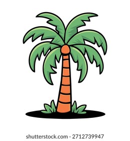 Estilo de desenho animado Palm Tree Vetor Ilustração no fundo branco
