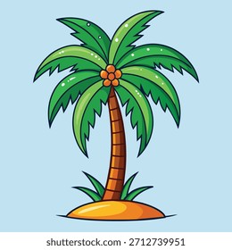 Ilustración vectorial de la palmera del estilo de la historieta en el fondo blanco