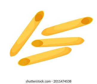 Cartoon style pasta. Vector isolated on white background. Italian food. Pene.
