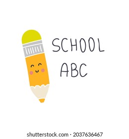 Cartoon style pencil vector illustration. Design for decoration notebook, planner, notepad, copybook and journal.
