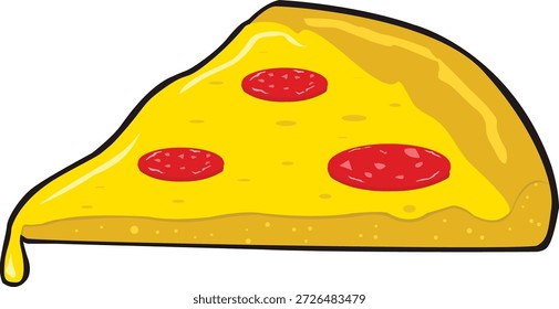 Cartoon style Pepperoni Pizza Slice - Fast Food