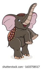 Cartoon style picture of an elephant. Vector illustration isolated on a white background.