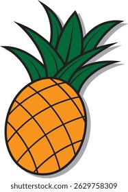 Cartoon style pineapple, vector illustration.