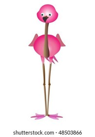 Cartoon style pink flamingo