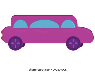 Cartoon style pink toy limousine