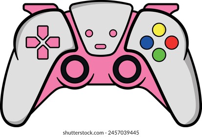 Cartoon style pink video game controller