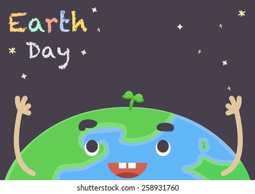 cartoon style planet earth / Earth day illustration / environmental protection concept