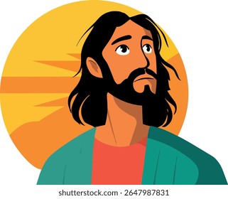 Retrato de Jesus Cristo em estilo de desenho animado