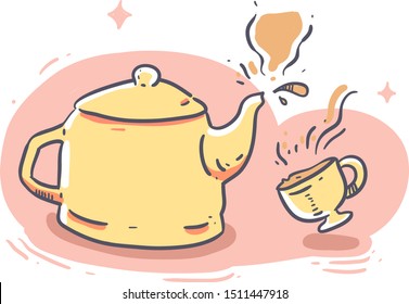 cartoon style pot doodle   .Pot vector illustration