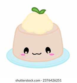 Cartoon style pudding. Hand drawn Vector illustration.