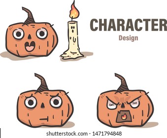 cartoon style pumpkin doodle . Pumpkin vector illustration