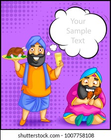 cartoon style Punjabi character illustration