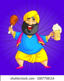 cartoon style Punjabi character illustration