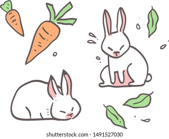 Cartoon Style Rabbit Doodle Rabbit Vector Stock Vector (Royalty Free ...