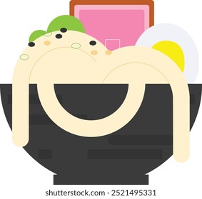 Estilo de dibujos animados Ramen con adornos