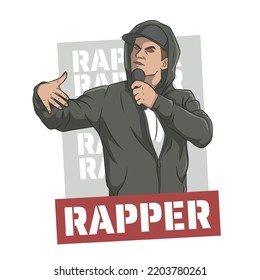 Cartoon style rapper. Hip-hop singer character