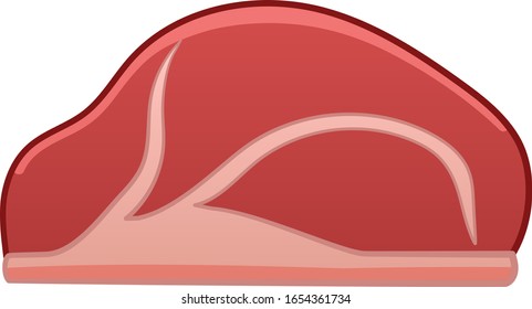 Dibujo aislado de carne de ternera cruda al estilo de caricatura. Fondo blanco, vector.