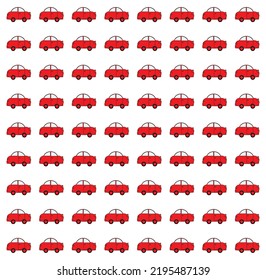 A cartoon style red car background set over a white background