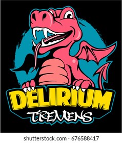 Cartoon style red dragon, vector image.