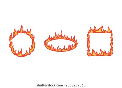 cartoon style red fire flames vector collection